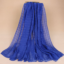 Neue Art und Weise Art und Weise Crinkle Hijab Schal Dubai Baumwolle Plissee Plaid Hijab Schal